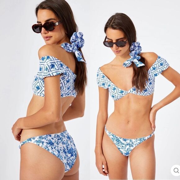 Carolina Constas Mykela Blue Floral Print Bikini Botton XS - Picture 1 of 6